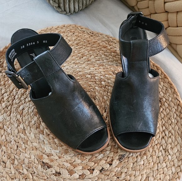 Paul Green Leather Ankle Strap Sandal Heel - Picture 1 of 8